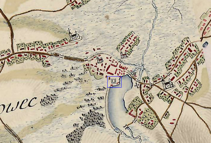 Tyszowce na mapie z XVIII w.