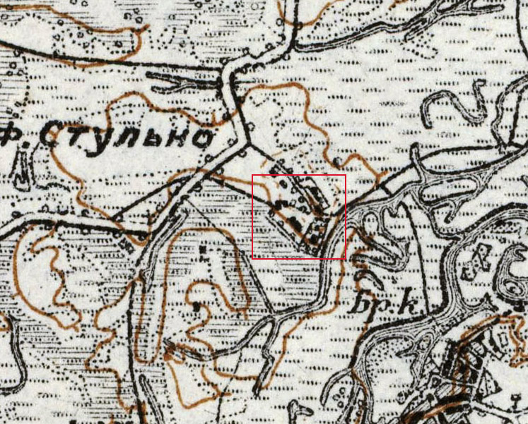 Dwór na mapie z 1914 r.